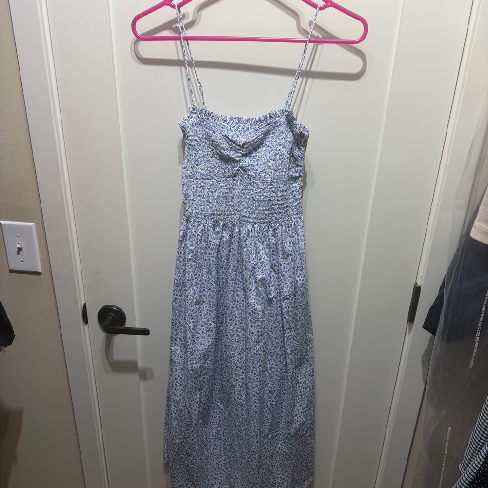 H&M Light Blue Floral Smocked Maxi Dress